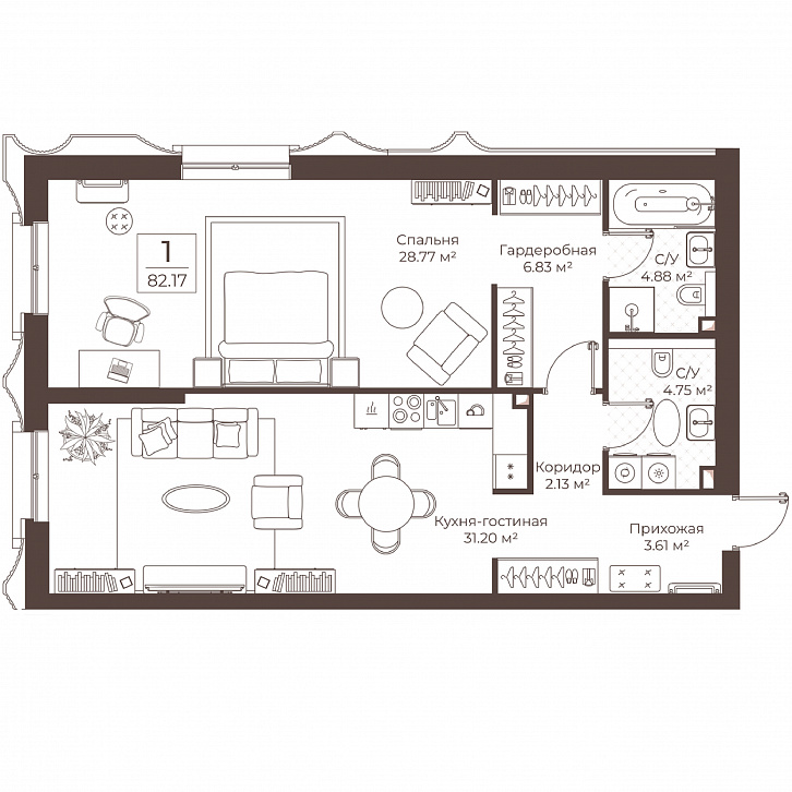 Помещение 0000051025 (Резиденции Воронцова; г. Москва, переулок Обуха, д. 3) планировка