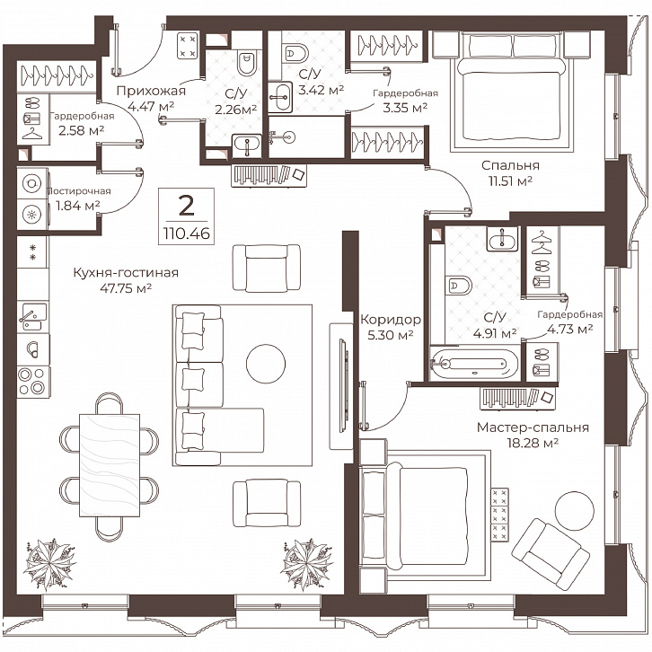 Помещение 0000051049 (Резиденции Воронцова; г. Москва, переулок Обуха, д. 3) планировка