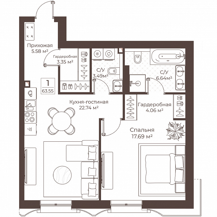 Помещение 0000051068 (Резиденции Воронцова; г. Москва, переулок Обуха, д. 3) планировка
