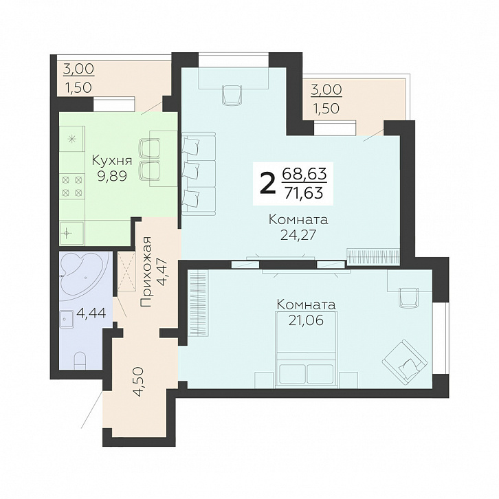 Помещение 0000021284 (Молодежный; ) планировка