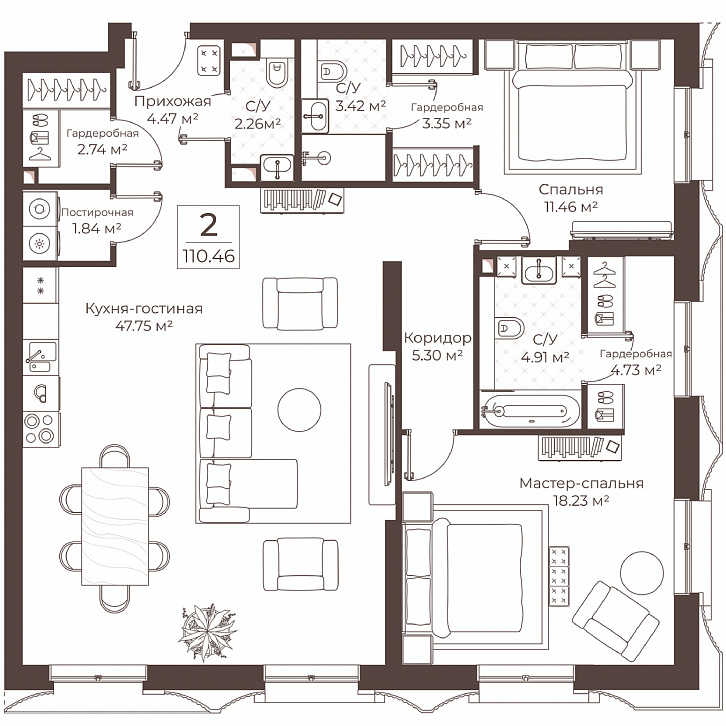 Помещение 0000051046 (Резиденции Воронцова; г. Москва, переулок Обуха, д. 3) планировка