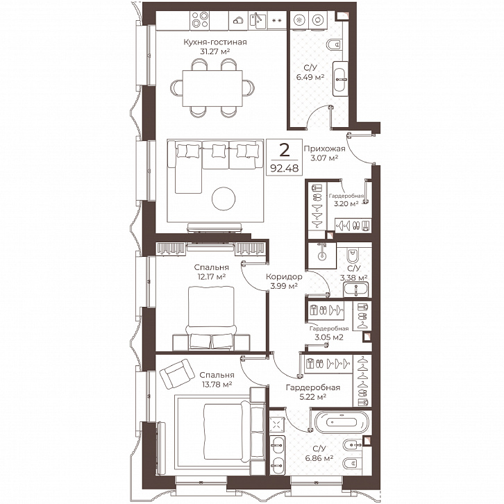 Помещение 0000051084 (Резиденции Воронцова; г. Москва, переулок Обуха, д. 3) планировка