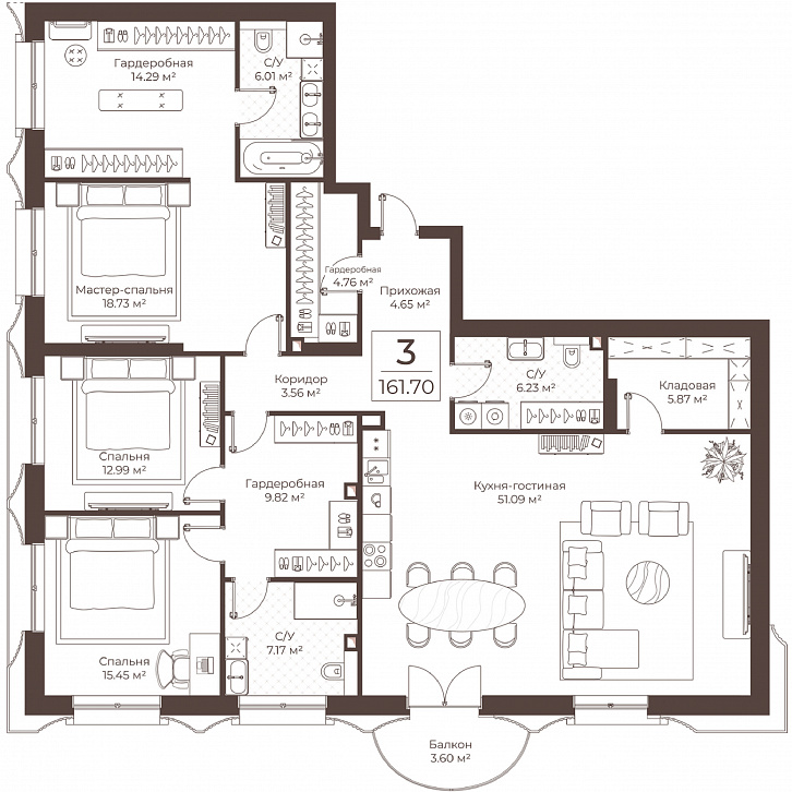 Помещение 0000051087 (Резиденции Воронцова; г. Москва, переулок Обуха, д. 3) планировка