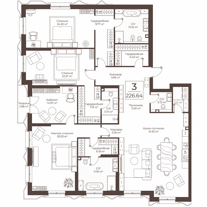 Помещение 0000051047 (Резиденции Воронцова; г. Москва, переулок Обуха, д. 3) планировка