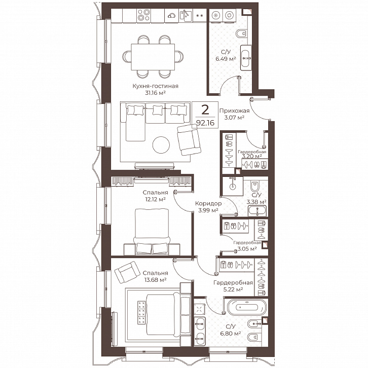 Помещение 0000051069 (Резиденции Воронцова; г. Москва, переулок Обуха, д. 3) планировка