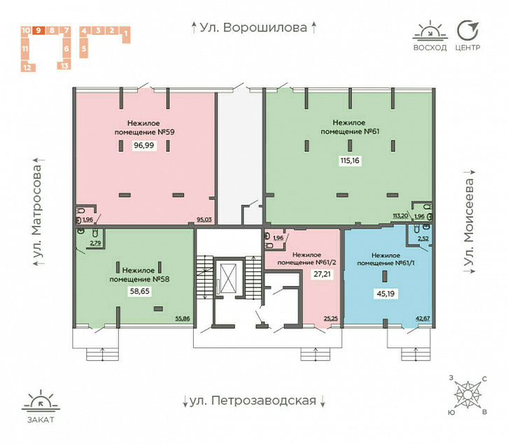 Помещение 0000014654 (Суворов сити; г. Воронеж, ул. 121 Стрелковой Дивизии, 9) план этажа