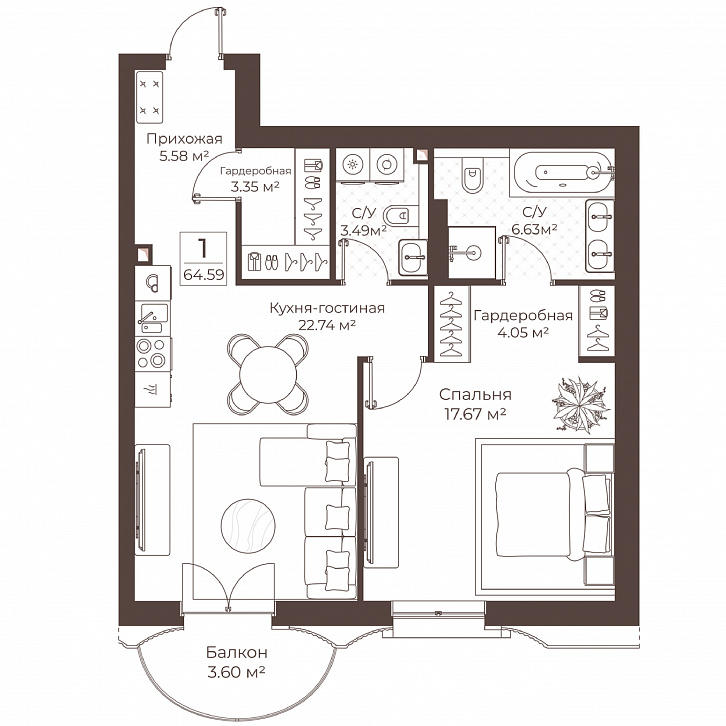 Помещение 0000051073 (Резиденции Воронцова; г. Москва, переулок Обуха, д. 3) планировка