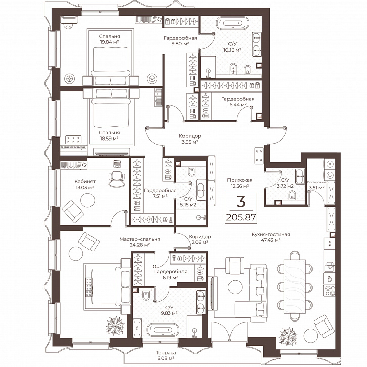 Помещение 0000051061 (Резиденции Воронцова; г. Москва, переулок Обуха, д. 3) планировка