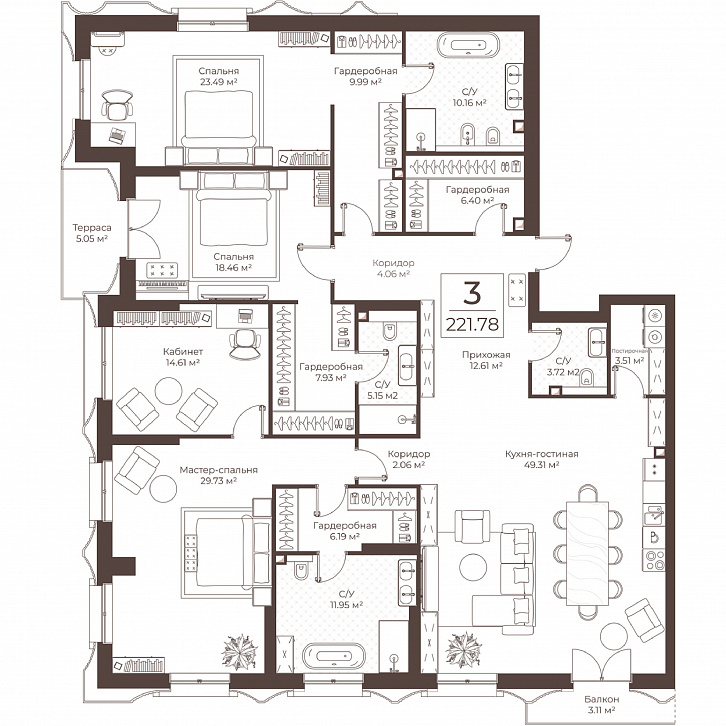 Помещение 0000051053 (Резиденции Воронцова; г. Москва, переулок Обуха, д. 3) планировка