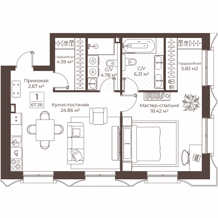 Помещение 0000051067 (Резиденции Воронцова; г. Москва, переулок Обуха, д. 3) планировка