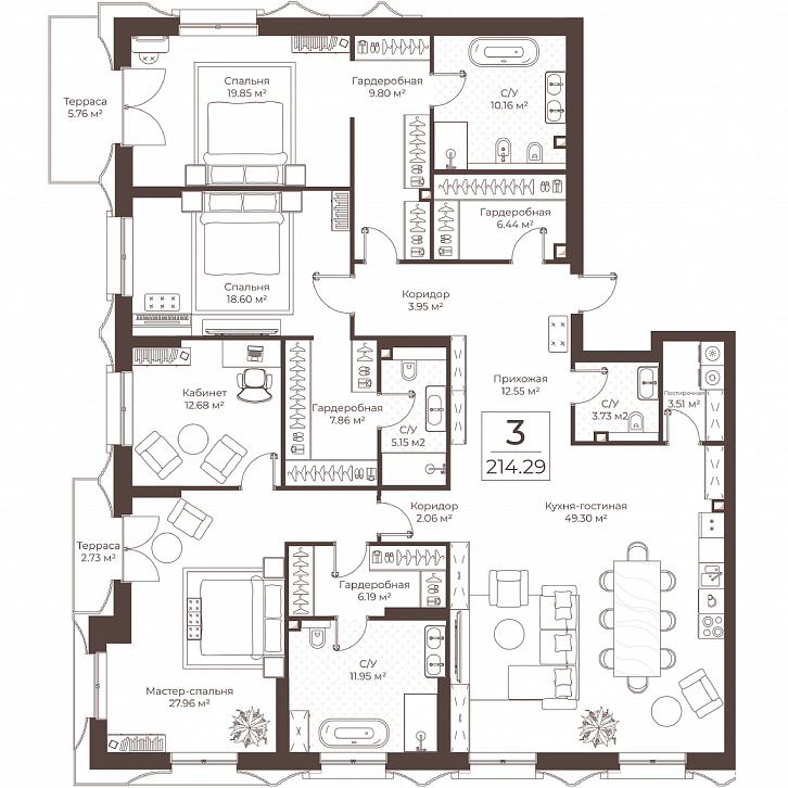 Помещение 0000051057 (Резиденции Воронцова; г. Москва, переулок Обуха, д. 3) планировка