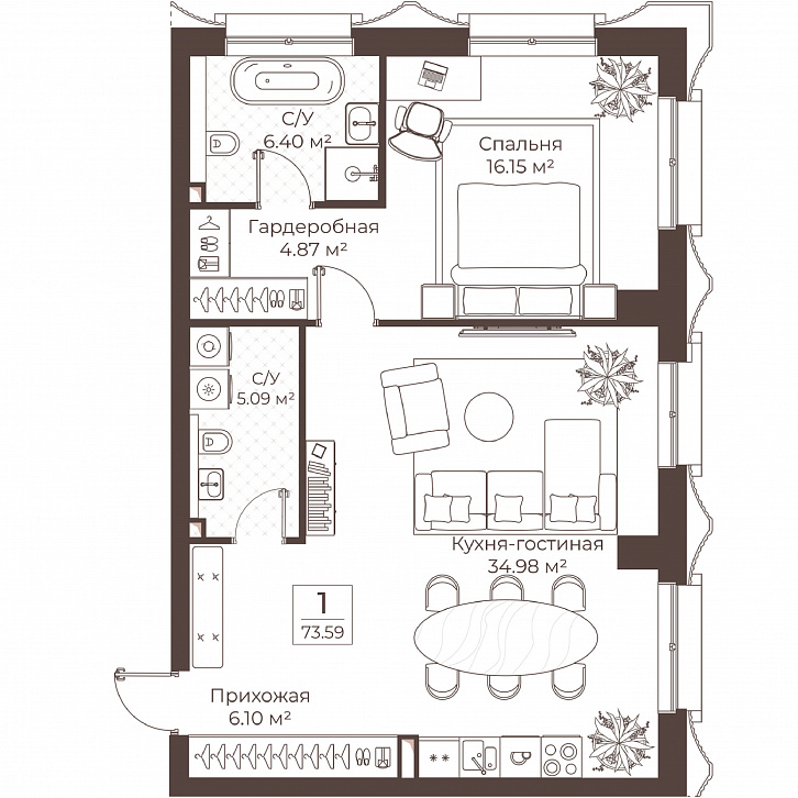 Помещение 0000051026 (Резиденции Воронцова; г. Москва, переулок Обуха, д. 3) планировка