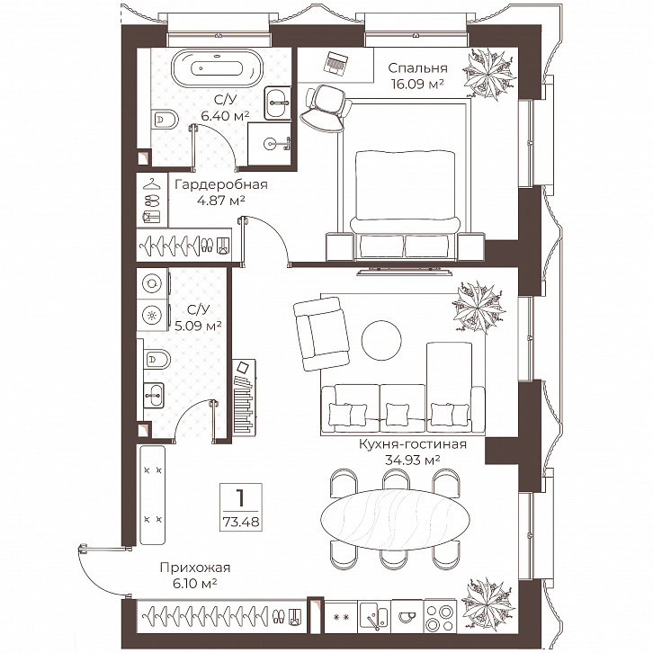 Помещение 0000051038 (Резиденции Воронцова; г. Москва, переулок Обуха, д. 3) планировка