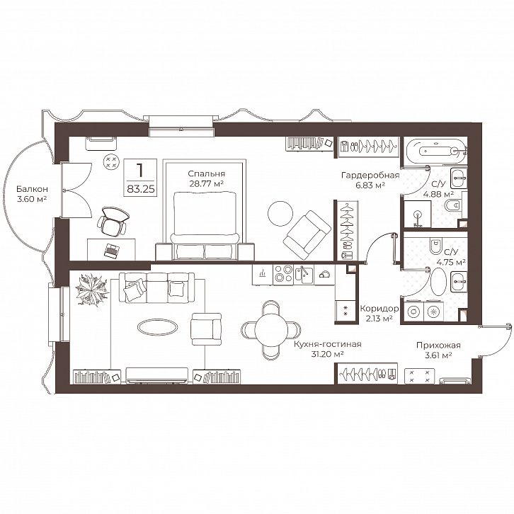 Помещение 0000051041 (Резиденции Воронцова; г. Москва, переулок Обуха, д. 3) планировка