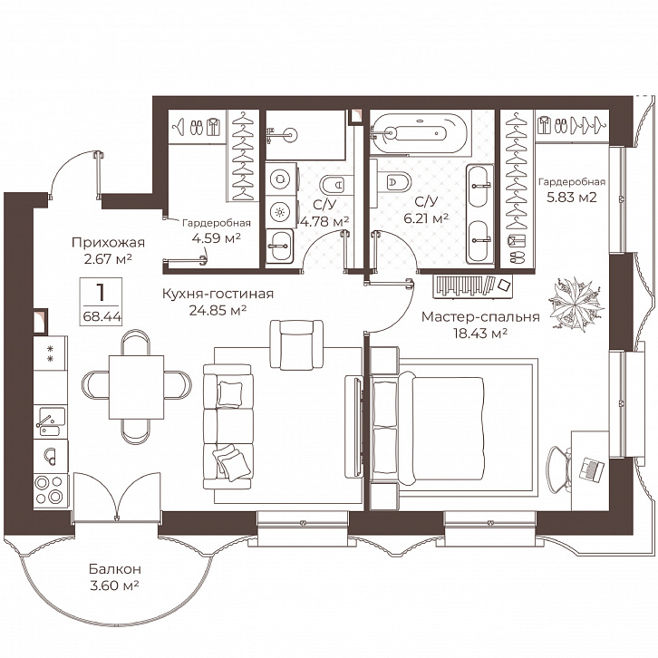 Помещение 0000051082 (Резиденции Воронцова; г. Москва, переулок Обуха, д. 3) планировка