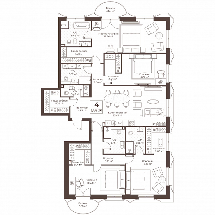Помещение 0000051086 (Резиденции Воронцова; г. Москва, переулок Обуха, д. 3) планировка