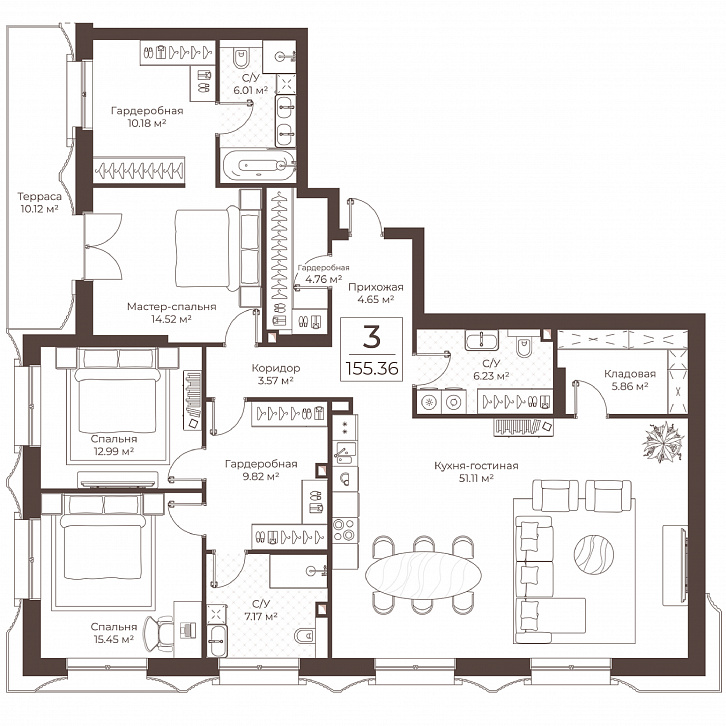 Помещение 0000051090 (Резиденции Воронцова; г. Москва, переулок Обуха, д. 3) планировка