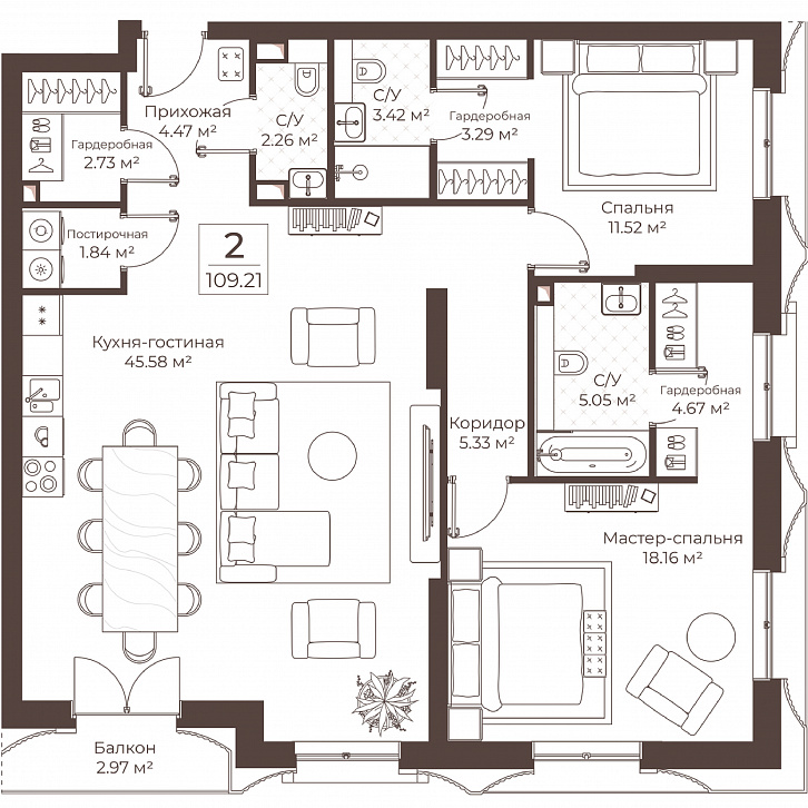 Помещение 0000051052 (Резиденции Воронцова; г. Москва, переулок Обуха, д. 3) планировка