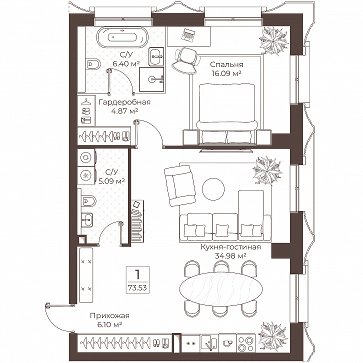 Помещение 0000051034 (Резиденции Воронцова; г. Москва, переулок Обуха, д. 3) планировка