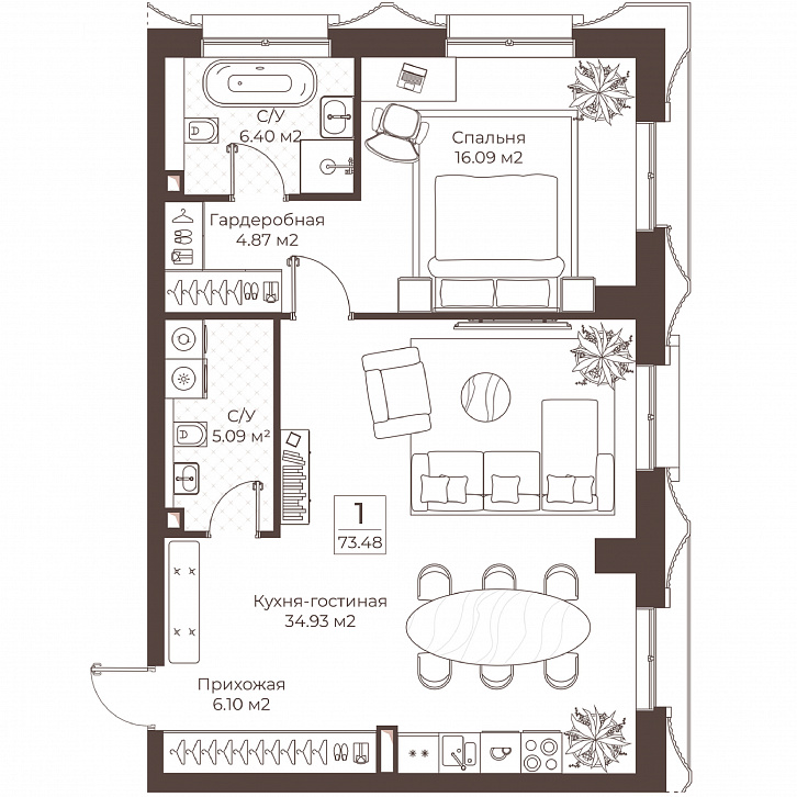 Помещение 0000051030 (Резиденции Воронцова; г. Москва, переулок Обуха, д. 3) планировка