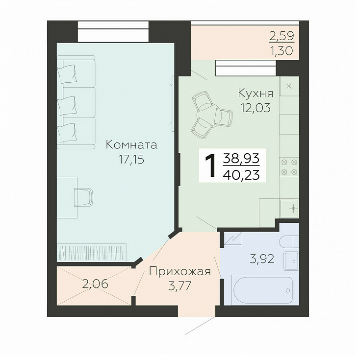 Помещение 0000019336 (Галактика 2|3; г. Воронеж, ул. Независимости, 78, 78б) планировка