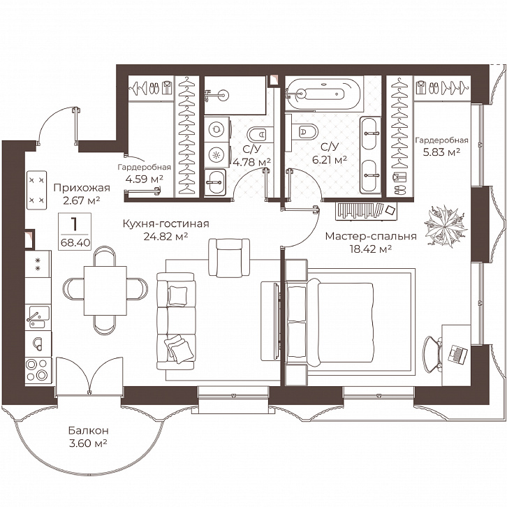 Помещение 0000051077 (Резиденции Воронцова; г. Москва, переулок Обуха, д. 3) планировка
