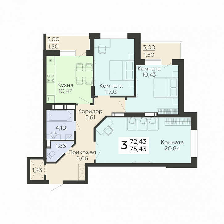 Помещение 0000021546 (Молодежный; ) планировка