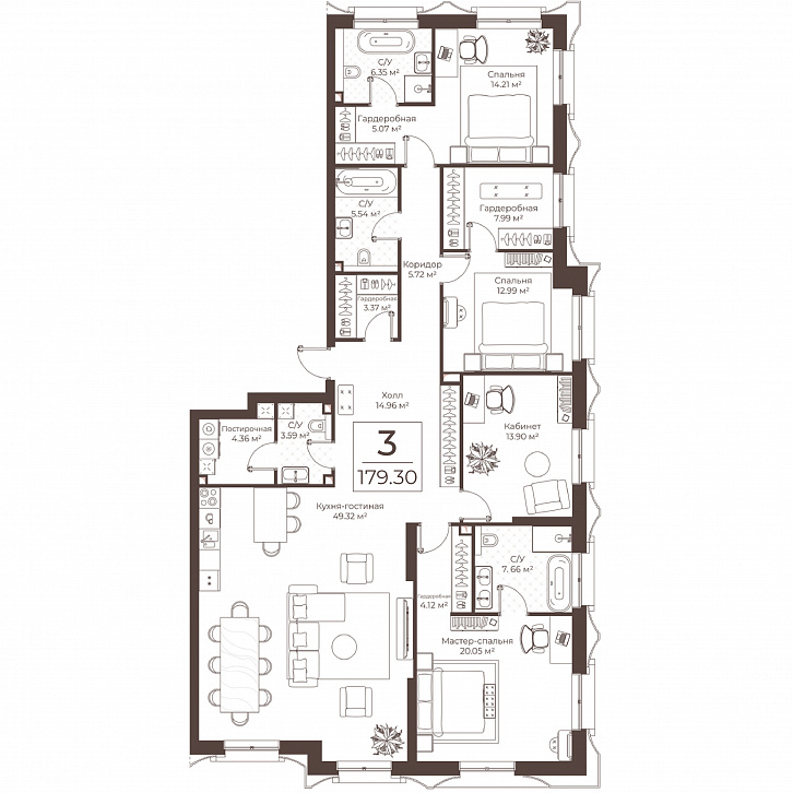 Помещение 0000051054 (Резиденции Воронцова; г. Москва, переулок Обуха, д. 3) планировка