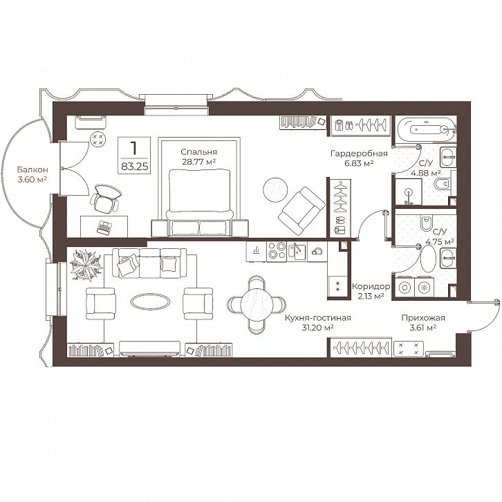 Помещение 0000051033 (Резиденции Воронцова; г. Москва, переулок Обуха, д. 3) планировка