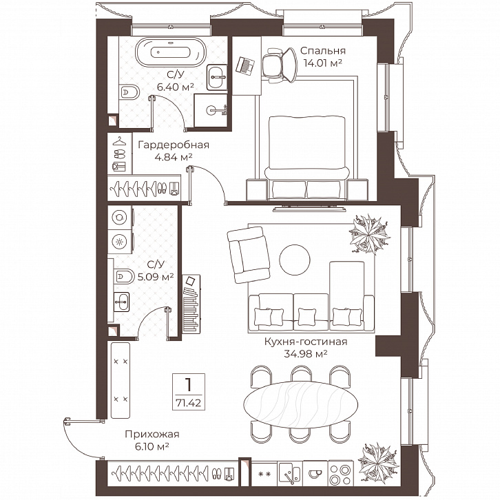 Помещение 0000051048 (Резиденции Воронцова; г. Москва, переулок Обуха, д. 3) планировка