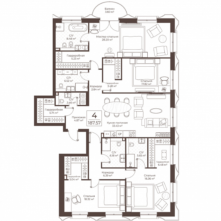 Помещение 0000051089 (Резиденции Воронцова; г. Москва, переулок Обуха, д. 3) планировка