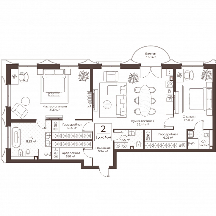 Помещение 0000051080 (Резиденции Воронцова; г. Москва, переулок Обуха, д. 3) планировка